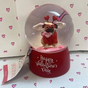 Valentine's Day Love Pug Dog Snow Globe